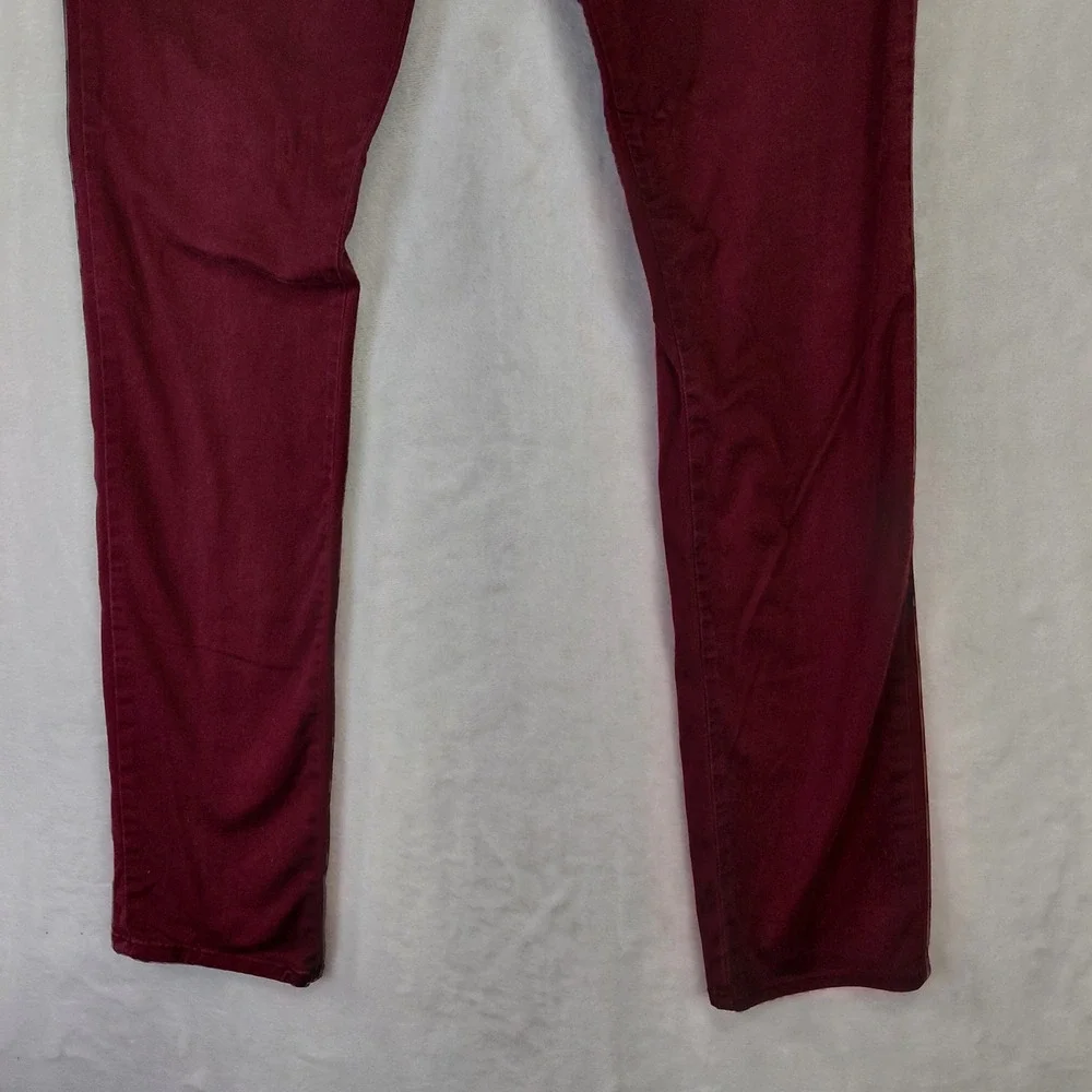Bullhead Denim Co Mens Skinny Chino Pants Burgundy Maroon W30 L32 Slim Fit